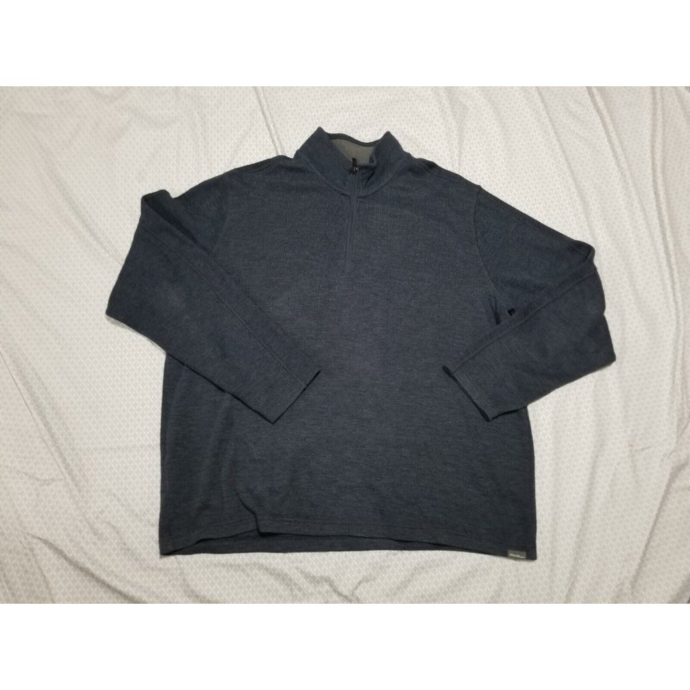 Eddie Bauer Shirt Mens XL Long Sleeve Quarter Zip Pullover Sweater Blue - Picture 1 of 8